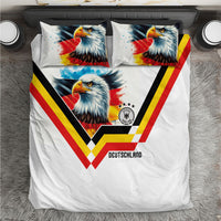 Germany National Football Bedding Set Deutschland Eagle Watercolor Splash Geometric Flag Stripe Pattern Art
