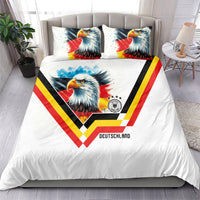 Germany National Football Bedding Set Deutschland Eagle Watercolor Splash Geometric Flag Stripe Pattern Art