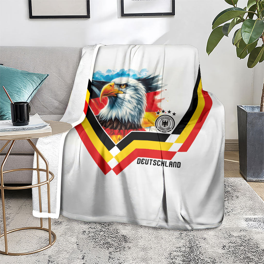 Germany National Football Blanket Deutschland Eagle Watercolor Splash Geometric Flag Stripe Pattern Art