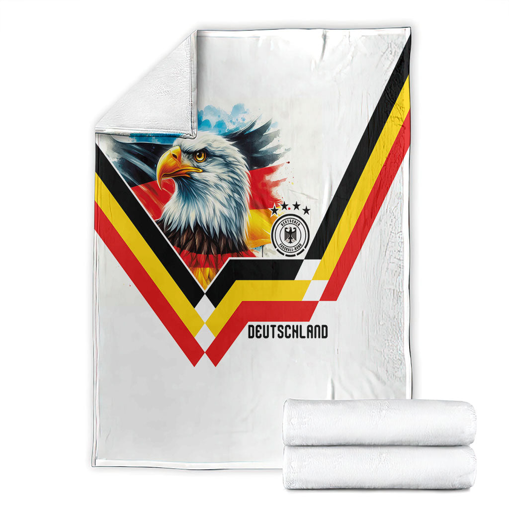 Germany National Football Blanket Deutschland Eagle Watercolor Splash Geometric Flag Stripe Pattern Art