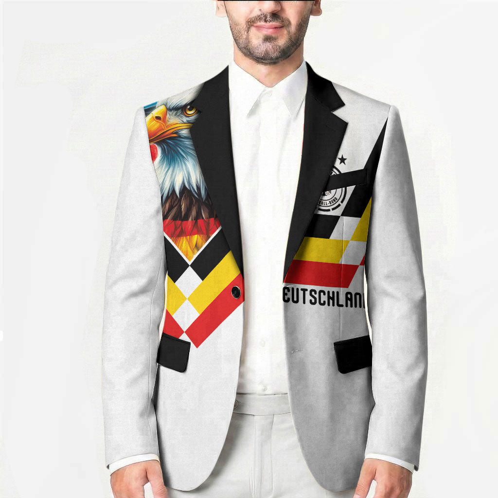 Custom Germany National Football Blazer Deutschland Eagle Watercolor Splash Geometric Flag Stripe Pattern Art