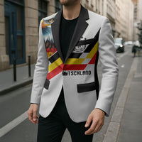 Custom Germany National Football Blazer Deutschland Eagle Watercolor Splash Geometric Flag Stripe Pattern Art
