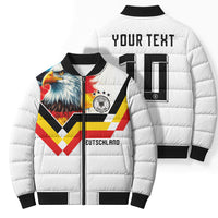 Custom Germany National Football Bomber Puffer Jacket Deutschland Eagle Watercolor Splash Geometric Flag Stripe Pattern Art