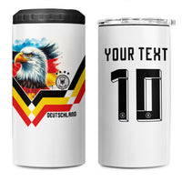 Custom Germany National Football 4 in 1 Can Cooler Tumbler Deutschland Eagle Watercolor Splash Geometric Flag Stripe Pattern Art