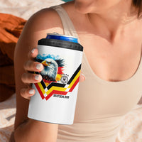 Custom Germany National Football 4 in 1 Can Cooler Tumbler Deutschland Eagle Watercolor Splash Geometric Flag Stripe Pattern Art