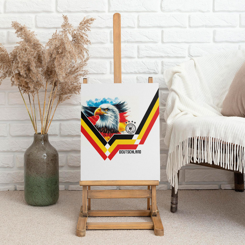 Germany National Football Canvas Wall Art Deutschland Eagle Watercolor Splash Geometric Flag Stripe Pattern Art
