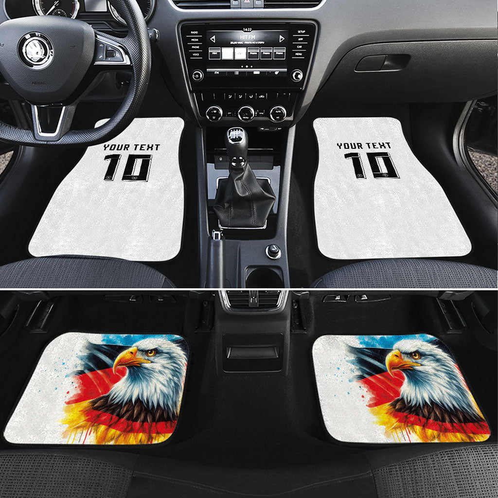 Custom Germany National Football Car Mats Deutschland Eagle Watercolor Splash Geometric Flag Stripe Pattern Art