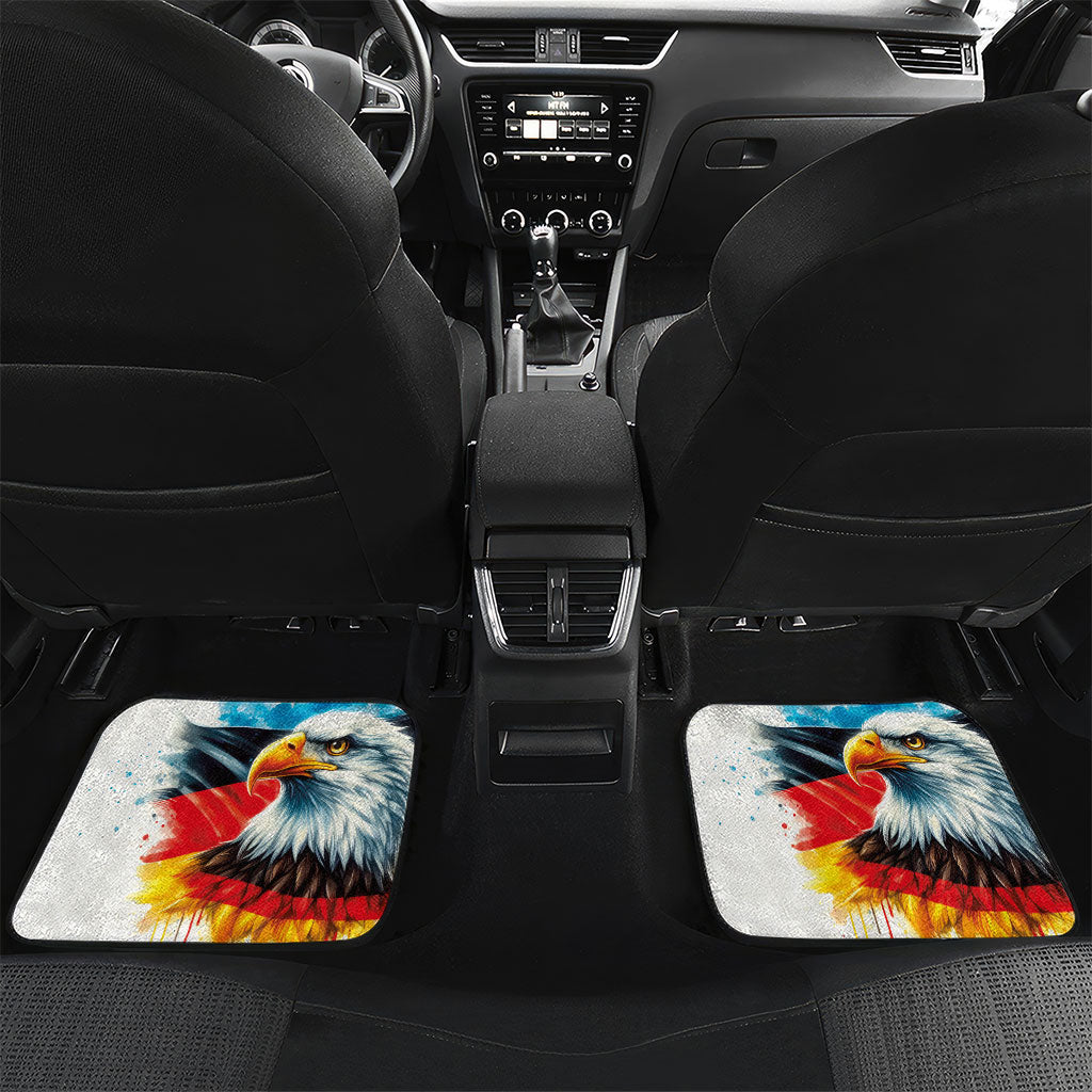 Custom Germany National Football Car Mats Deutschland Eagle Watercolor Splash Geometric Flag Stripe Pattern Art
