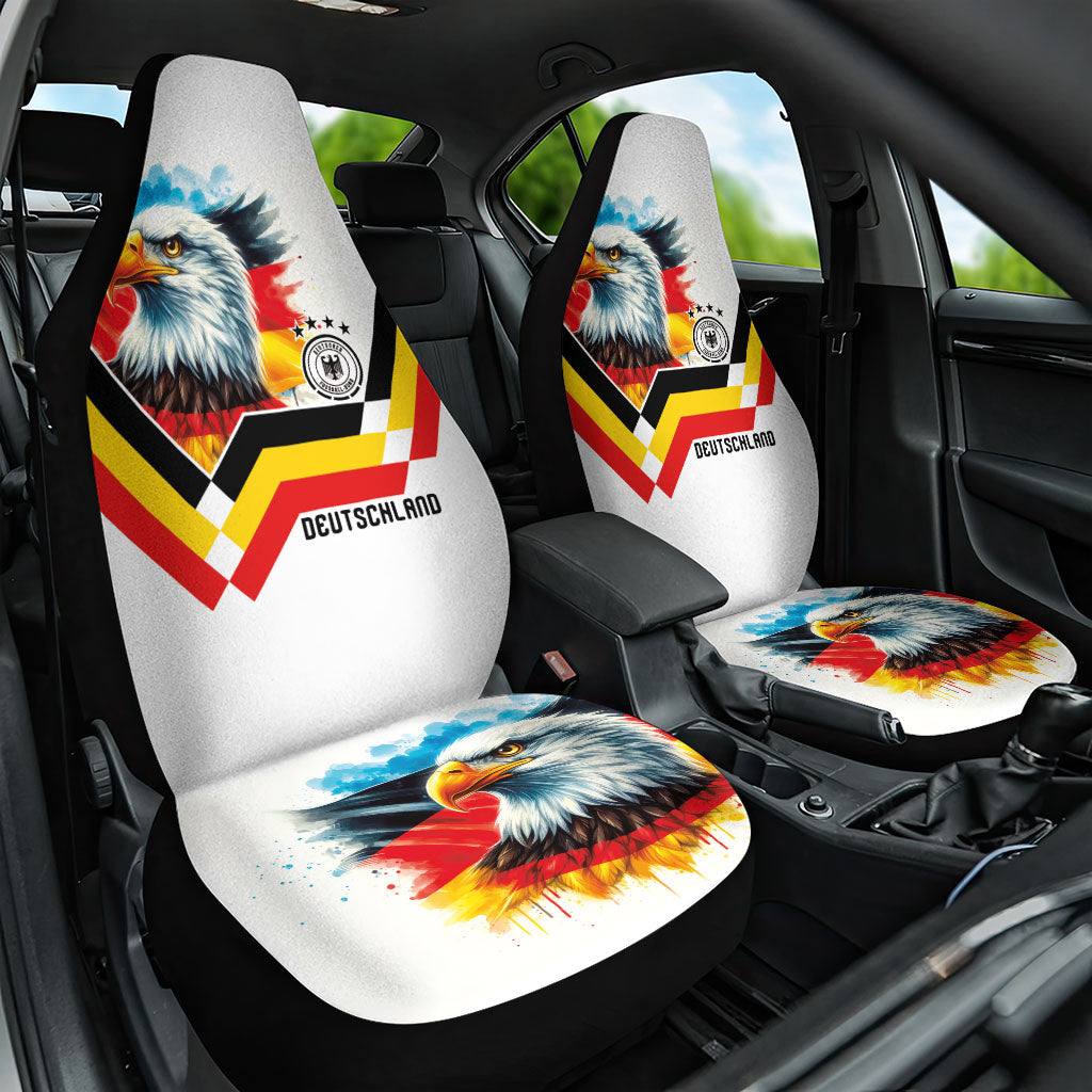 Germany National Football Car Seat Cover Deutschland Eagle Watercolor Splash Geometric Flag Stripe Pattern Art