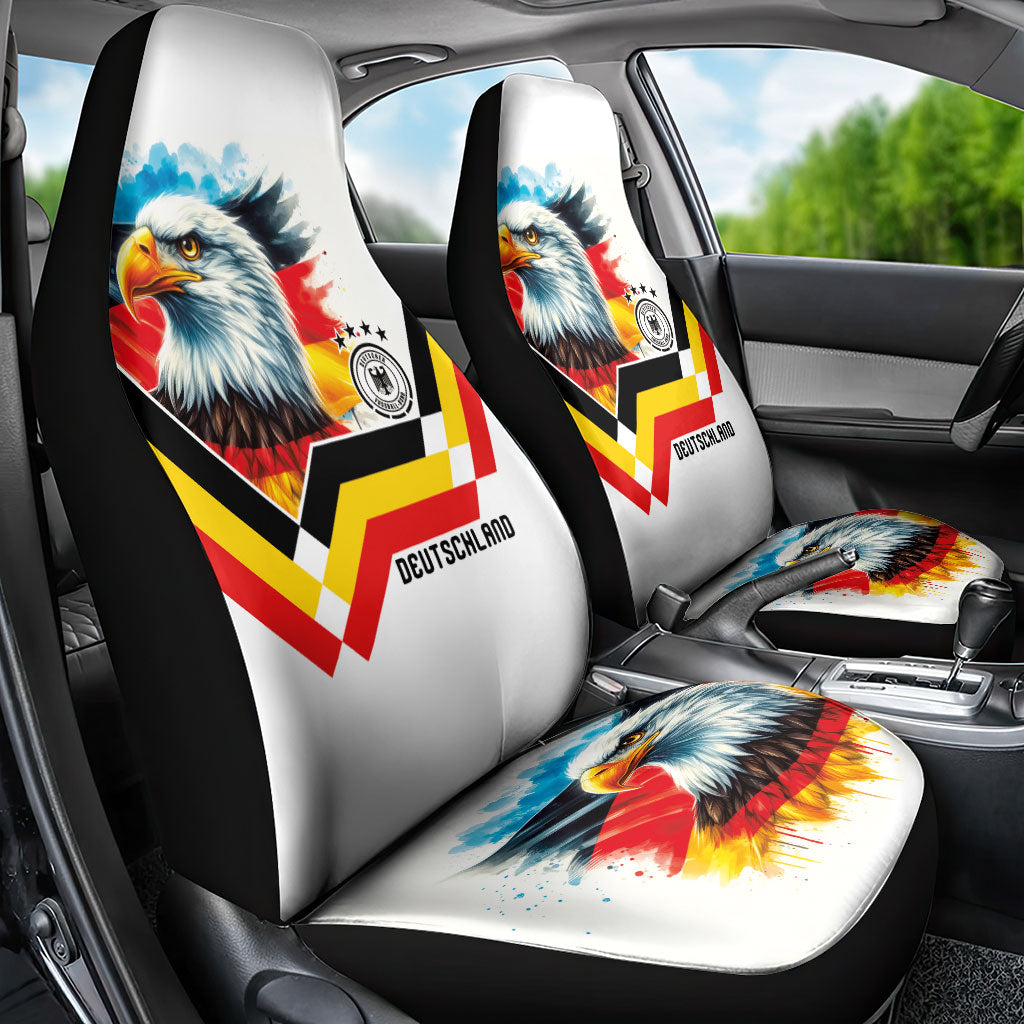 Germany National Football Car Seat Cover Deutschland Eagle Watercolor Splash Geometric Flag Stripe Pattern Art