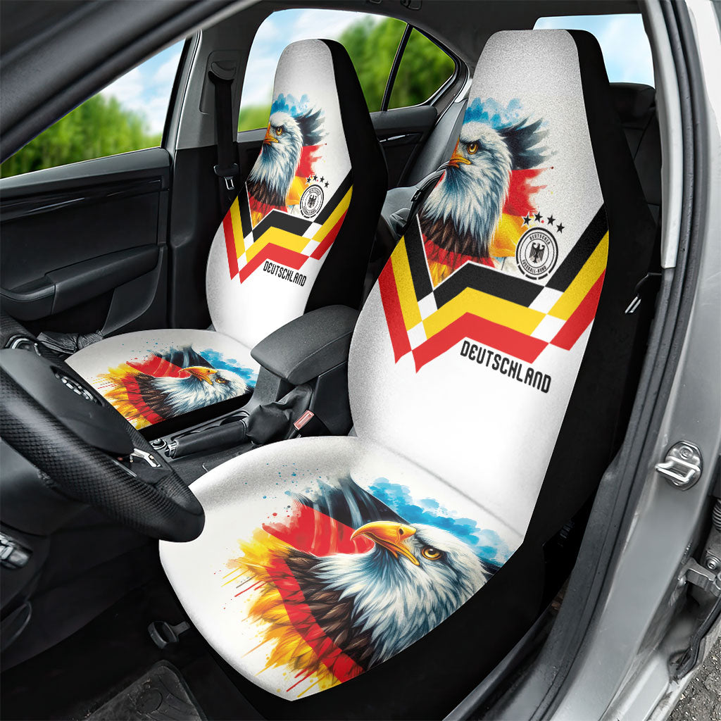 Germany National Football Car Seat Cover Deutschland Eagle Watercolor Splash Geometric Flag Stripe Pattern Art