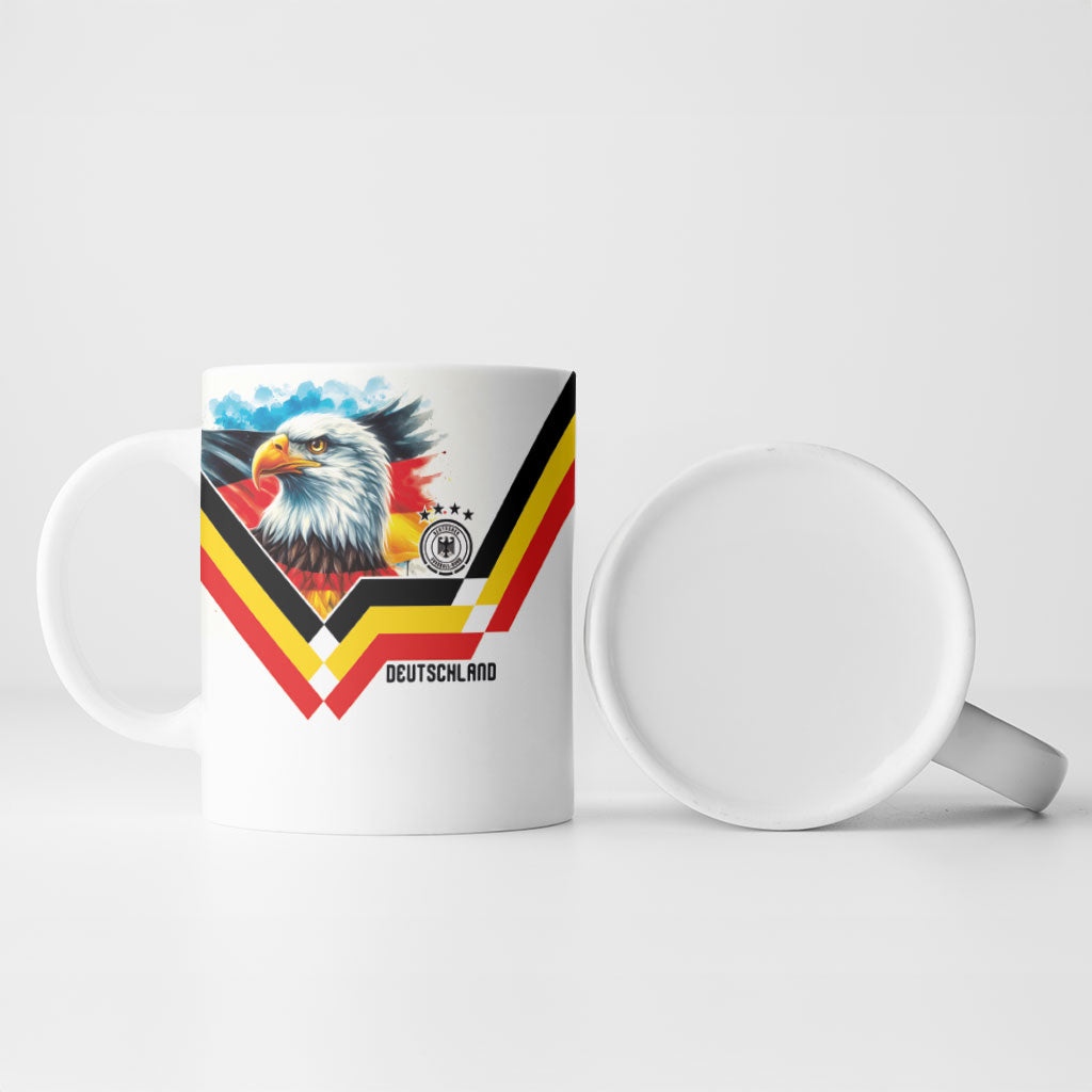 Custom Germany National Football Ceramic Mug Deutschland Eagle Watercolor Splash Geometric Flag Stripe Pattern Art