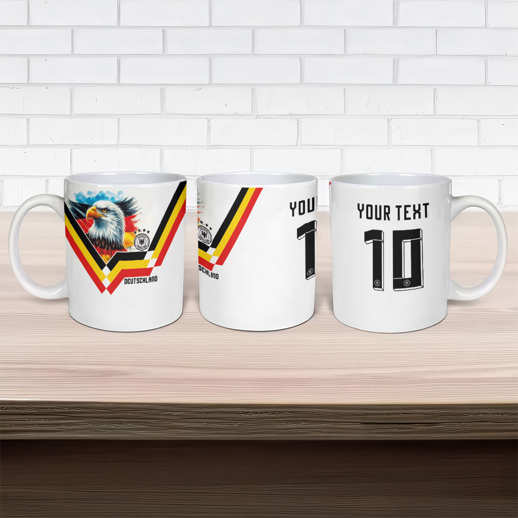 Custom Germany National Football Ceramic Mug Deutschland Eagle Watercolor Splash Geometric Flag Stripe Pattern Art