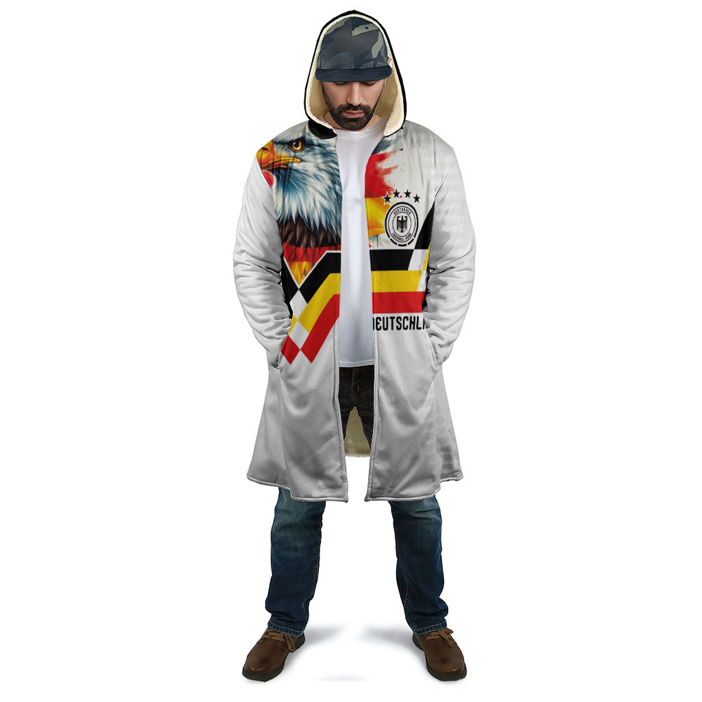 Custom Germany National Football Cloak Deutschland Eagle Watercolor Splash Geometric Flag Stripe Pattern Art
