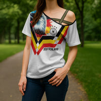 Custom Germany National Football Cross Shoulder Shirt Deutschland Eagle Watercolor Splash Geometric Flag Stripe Pattern Art