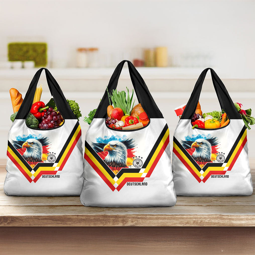 Germany National Football Grocery Bag Deutschland Eagle Watercolor Splash Geometric Flag Stripe Pattern Art