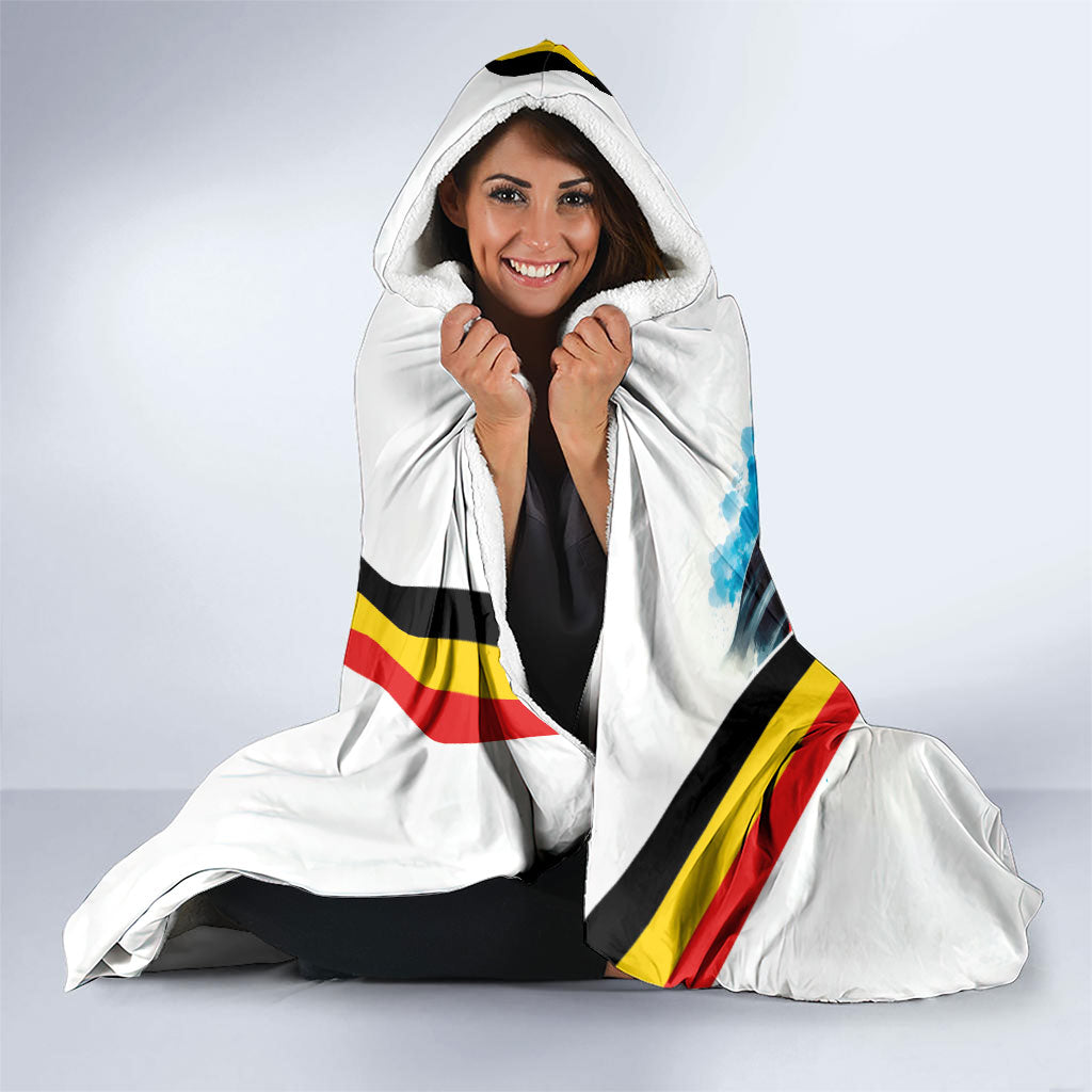 Germany National Football Hooded Blanket Deutschland Eagle Watercolor Splash Geometric Flag Stripe Pattern Art