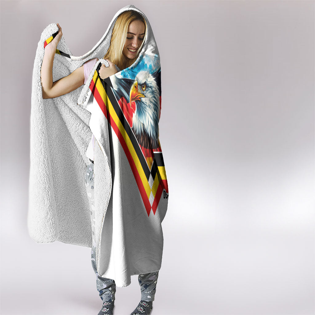 Germany National Football Hooded Blanket Deutschland Eagle Watercolor Splash Geometric Flag Stripe Pattern Art