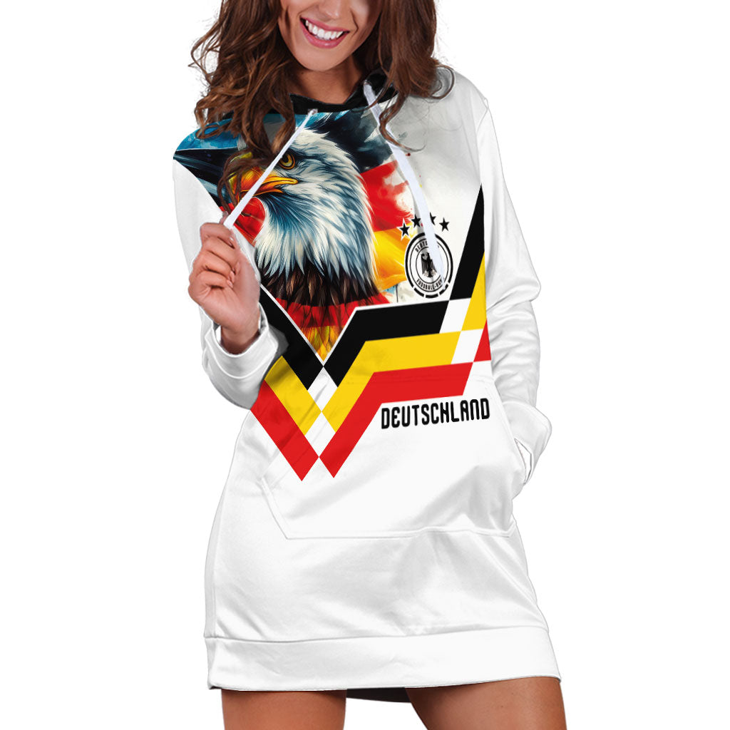 Custom Germany National Football Hoodie Dress Deutschland Eagle Watercolor Splash Geometric Flag Stripe Pattern Art