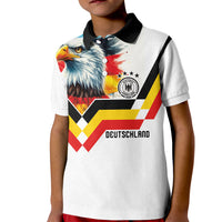 Custom Germany National Football Kid Polo Shirt Deutschland Eagle Watercolor Splash Geometric Flag Stripe Pattern Art