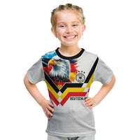 Custom Germany National Football Kid T Shirt Deutschland Eagle Watercolor Splash Geometric Flag Stripe Pattern Art