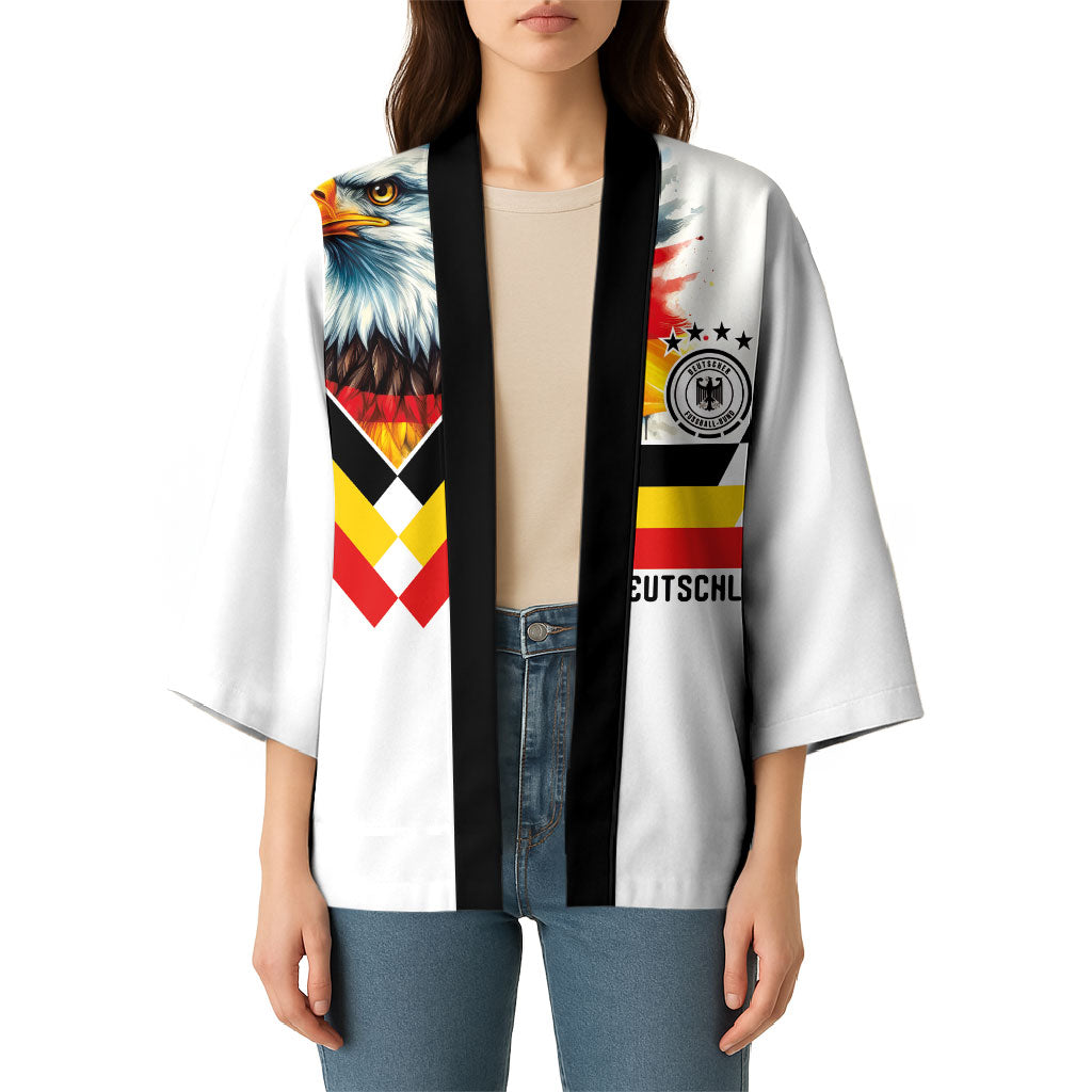 Custom Germany National Football Kimono Deutschland Eagle Watercolor Splash Geometric Flag Stripe Pattern Art