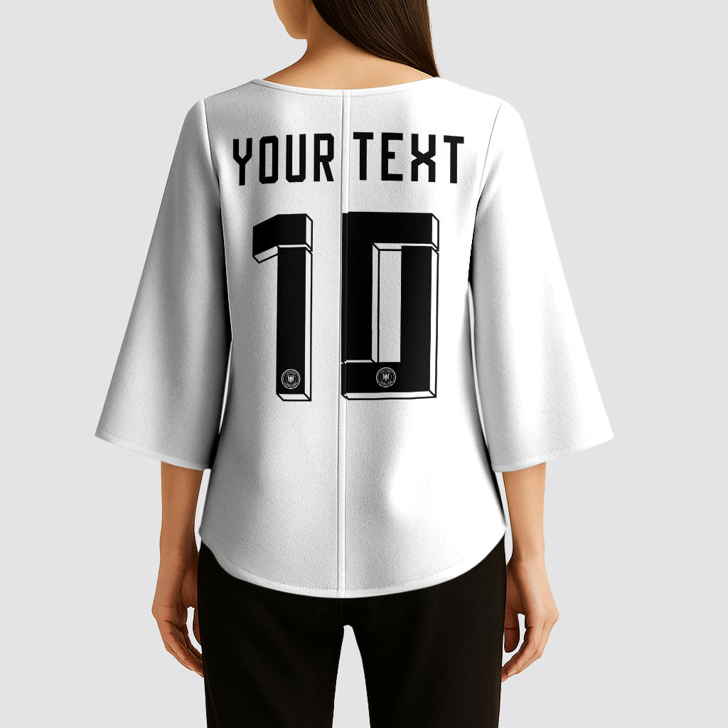 Custom Germany National Football Kimono Sleeve Blouse Deutschland Eagle Watercolor Splash Geometric Flag Stripe Pattern Art
