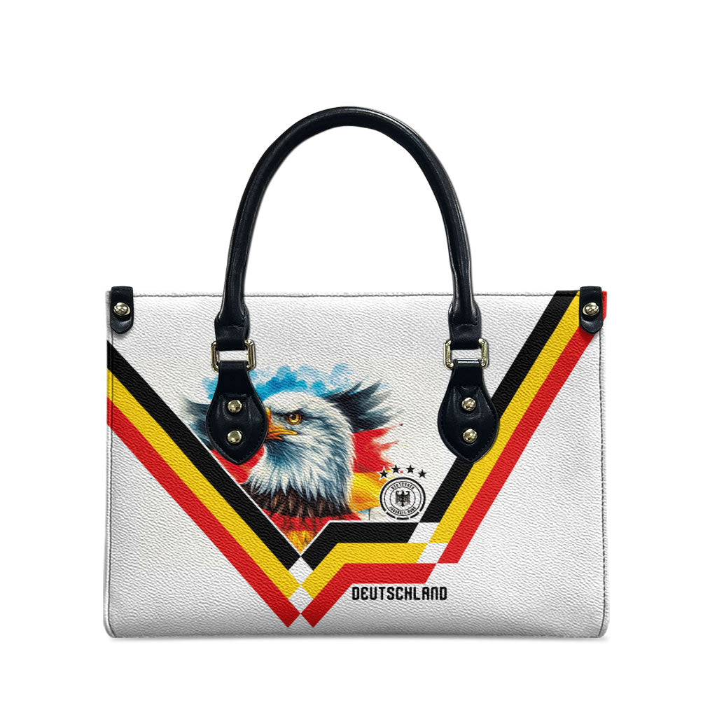 Germany National Football Leather Bag Deutschland Eagle Watercolor Splash Geometric Flag Stripe Pattern Art