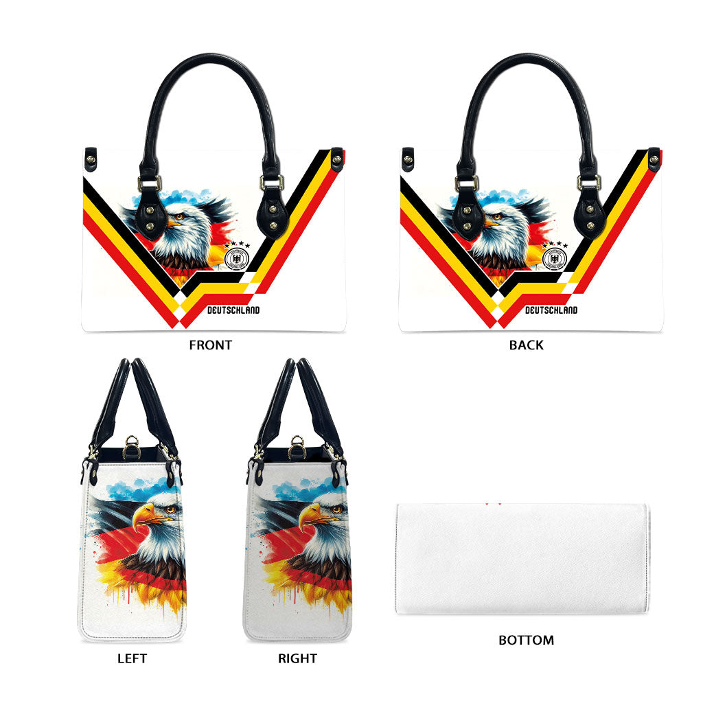 Germany National Football Leather Bag Deutschland Eagle Watercolor Splash Geometric Flag Stripe Pattern Art