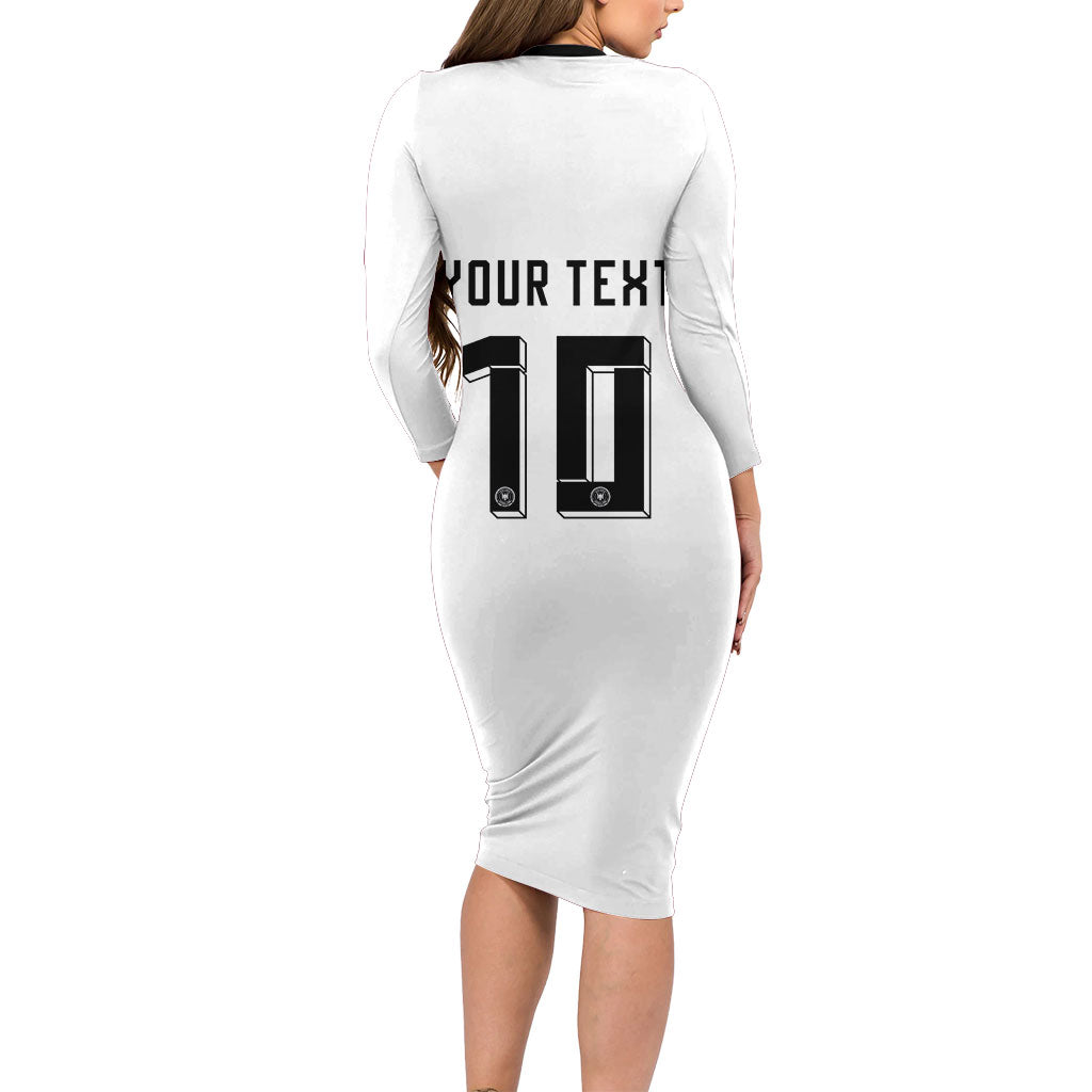 Custom Germany National Football Long Sleeve Bodycon Dress Deutschland Eagle Watercolor Splash Geometric Flag Stripe Pattern Art