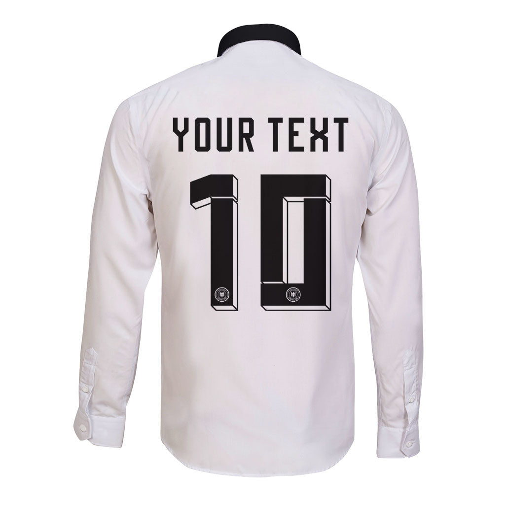 Custom Germany National Football Long Sleeve Button Shirt Deutschland Eagle Watercolor Splash Geometric Flag Stripe Pattern Art