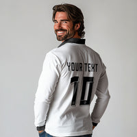 Custom Germany National Football Long Sleeve Polo Shirt Deutschland Eagle Watercolor Splash Geometric Flag Stripe Pattern Art