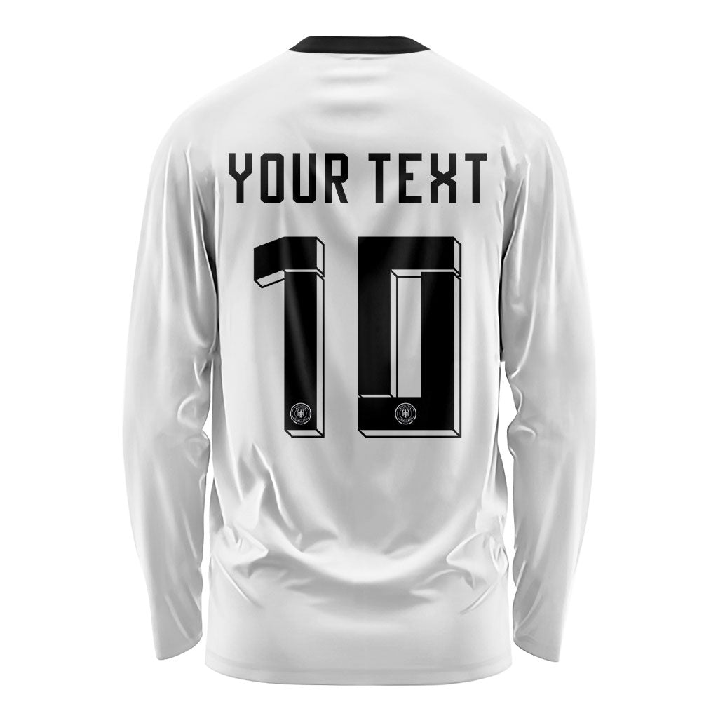 Custom Germany National Football Long Sleeve Shirt Deutschland Eagle Watercolor Splash Geometric Flag Stripe Pattern Art