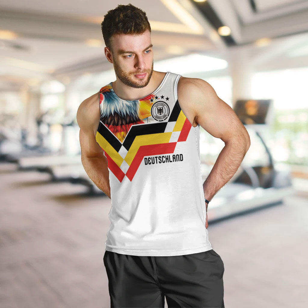 Custom Germany National Football Men Tank Top Deutschland Eagle Watercolor Splash Geometric Flag Stripe Pattern Art