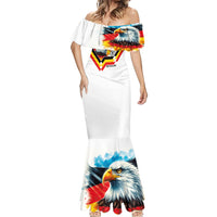 Custom Germany National Football Mermaid Dress Deutschland Eagle Watercolor Splash Geometric Flag Stripe Pattern Art
