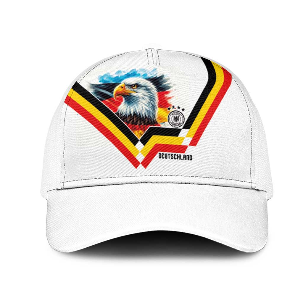 Germany National Football Mesh Trucker Cap Deutschland Eagle Watercolor Splash Geometric Flag Stripe Pattern Art