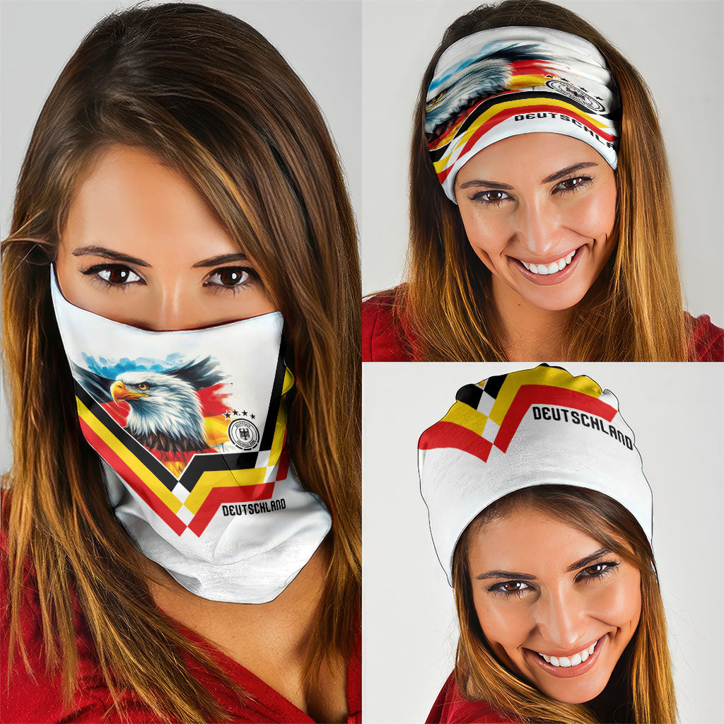 Germany National Football Neck Gaiter Deutschland Eagle Watercolor Splash Geometric Flag Stripe Pattern Art