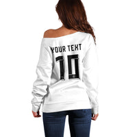 Custom Germany National Football Off Shoulder Sweater Deutschland Eagle Watercolor Splash Geometric Flag Stripe Pattern Art