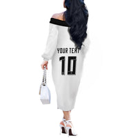 Custom Germany National Football Off The Shoulder Long Sleeve Dress Deutschland Eagle Watercolor Splash Geometric Flag Stripe Pattern Art
