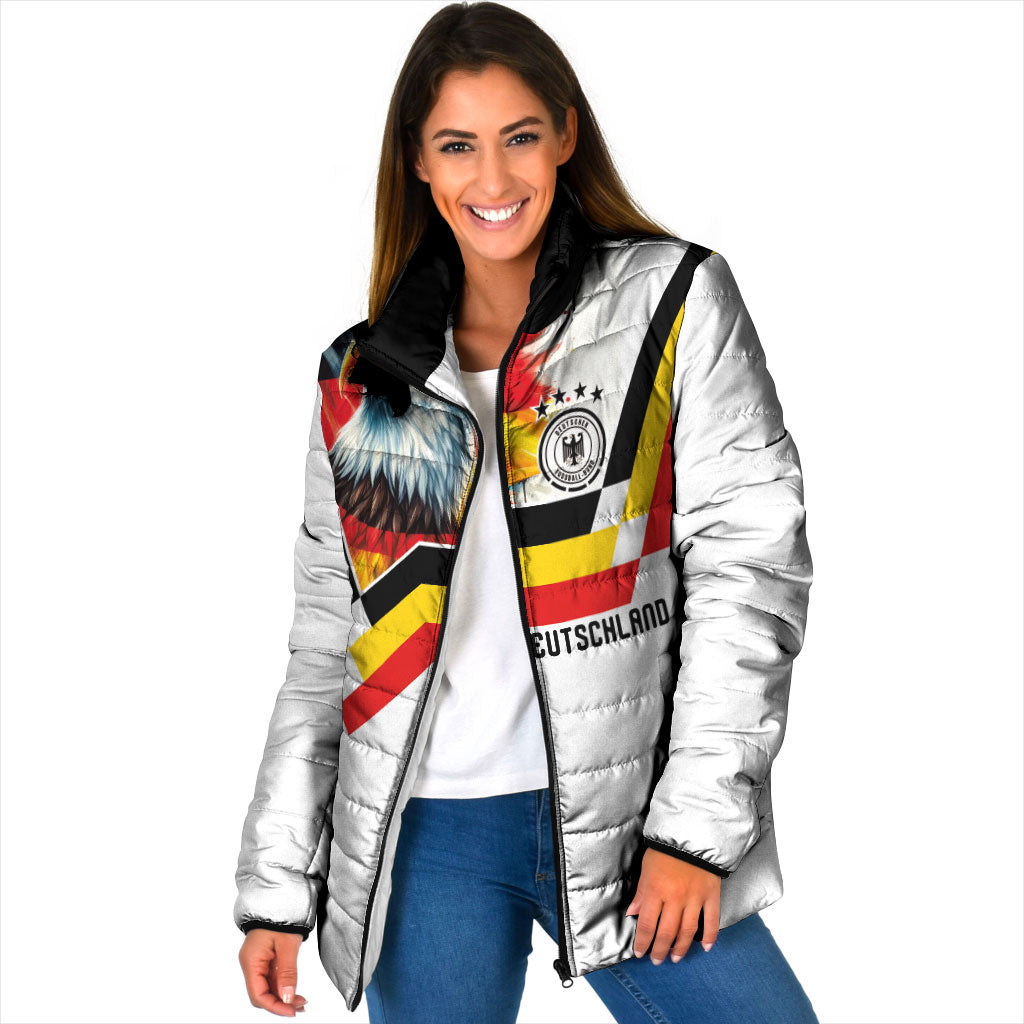 Custom Germany National Football Padded Jacket Deutschland Eagle Watercolor Splash Geometric Flag Stripe Pattern Art