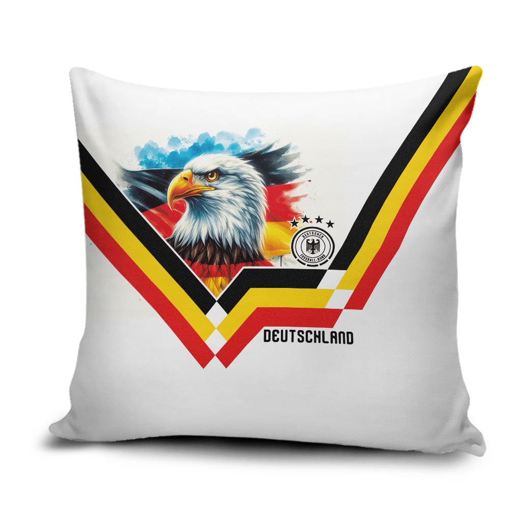 Germany National Football Pillow Cover Deutschland Eagle Watercolor Splash Geometric Flag Stripe Pattern Art