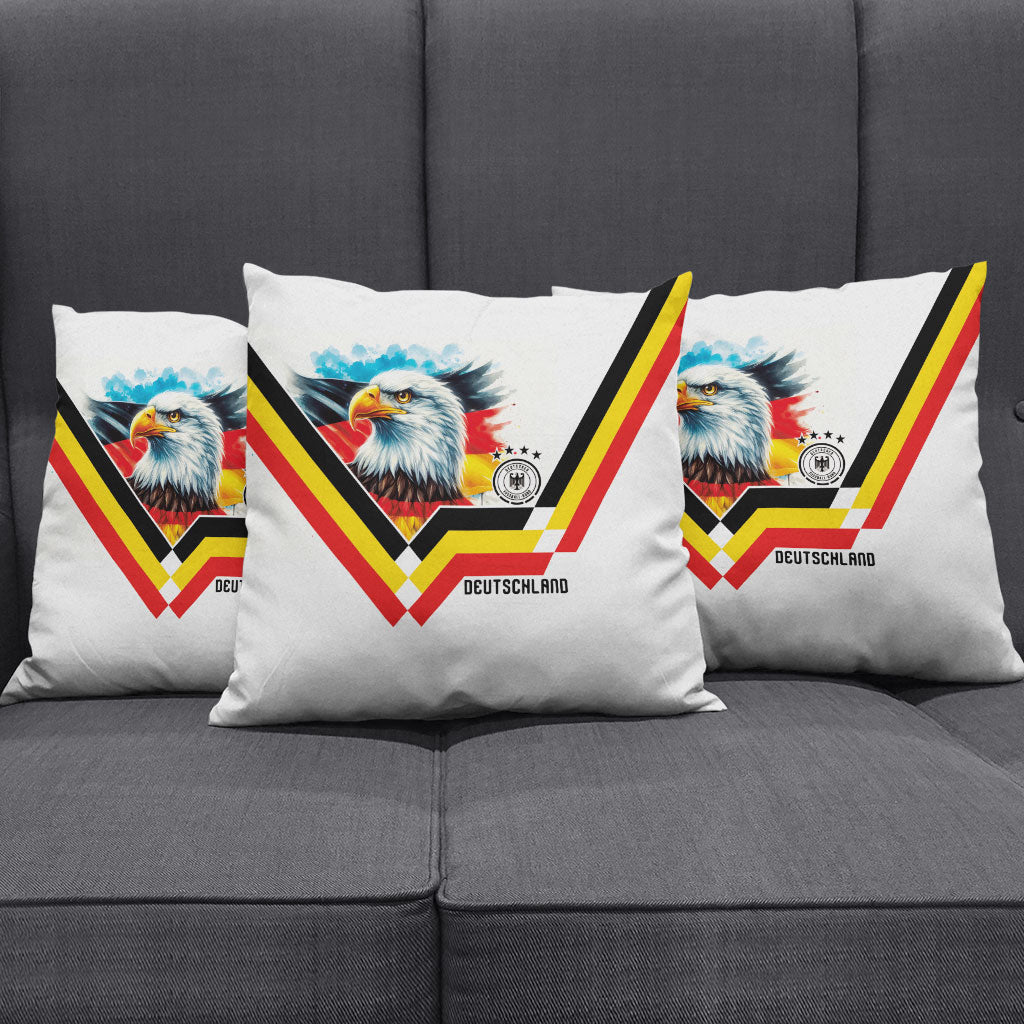 Germany National Football Pillow Cover Deutschland Eagle Watercolor Splash Geometric Flag Stripe Pattern Art