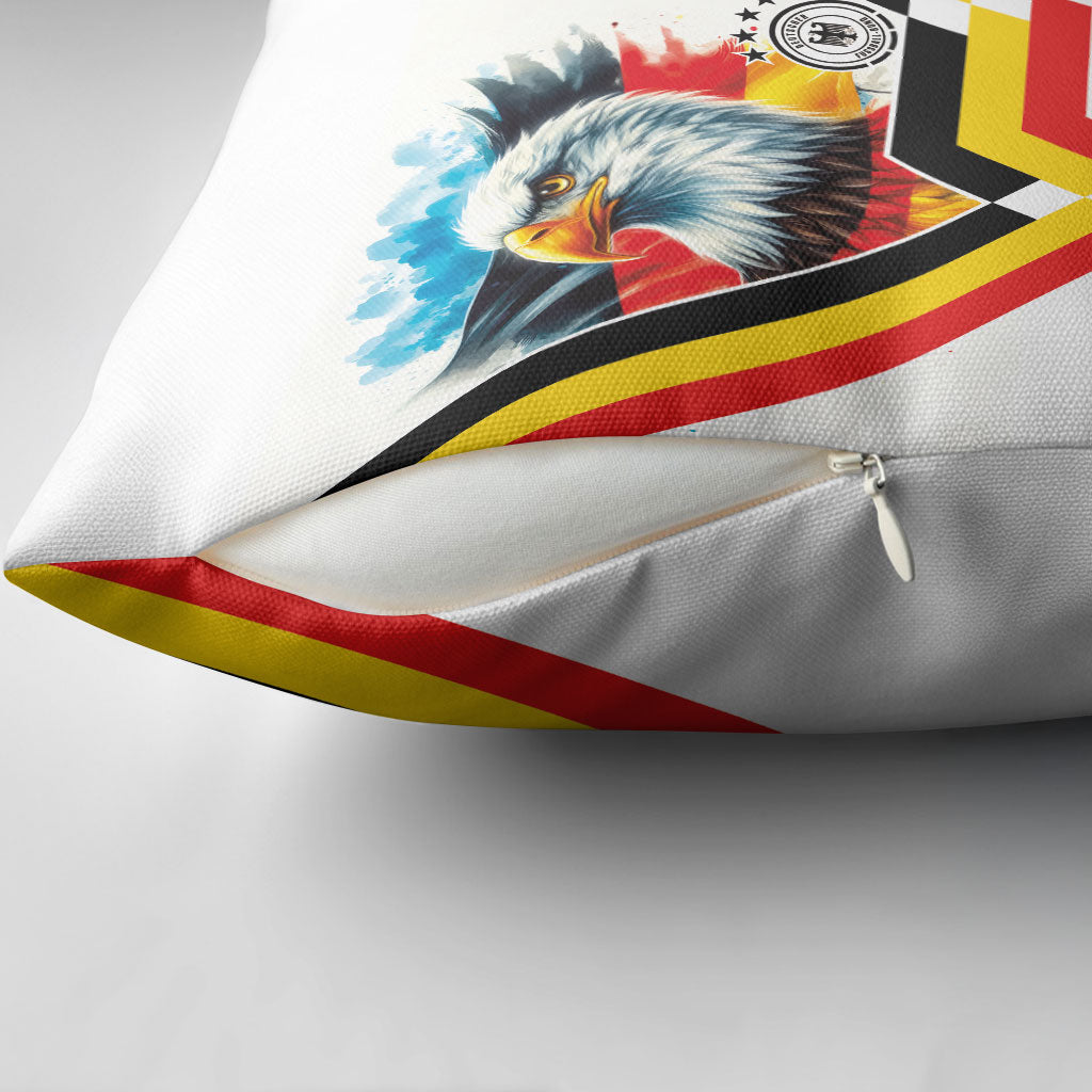 Germany National Football Pillow Cover Deutschland Eagle Watercolor Splash Geometric Flag Stripe Pattern Art