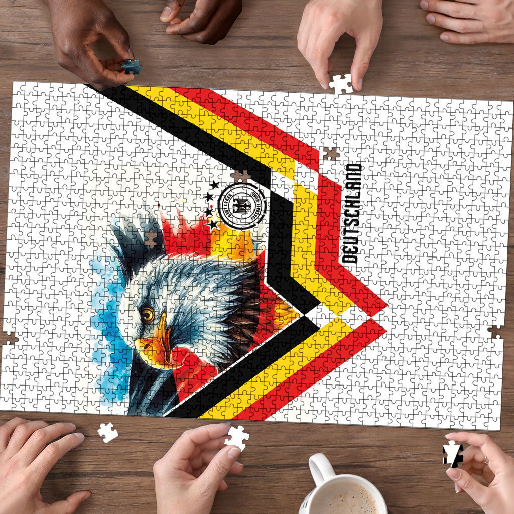 Germany National Football Puzzle Deutschland Eagle Watercolor Splash Geometric Flag Stripe Pattern Art