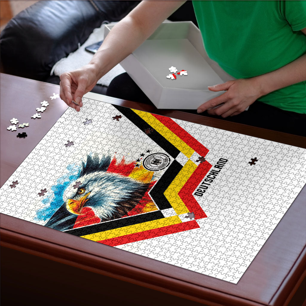 Germany National Football Puzzle Deutschland Eagle Watercolor Splash Geometric Flag Stripe Pattern Art