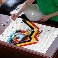 Germany National Football Puzzle Deutschland Eagle Watercolor Splash Geometric Flag Stripe Pattern Art