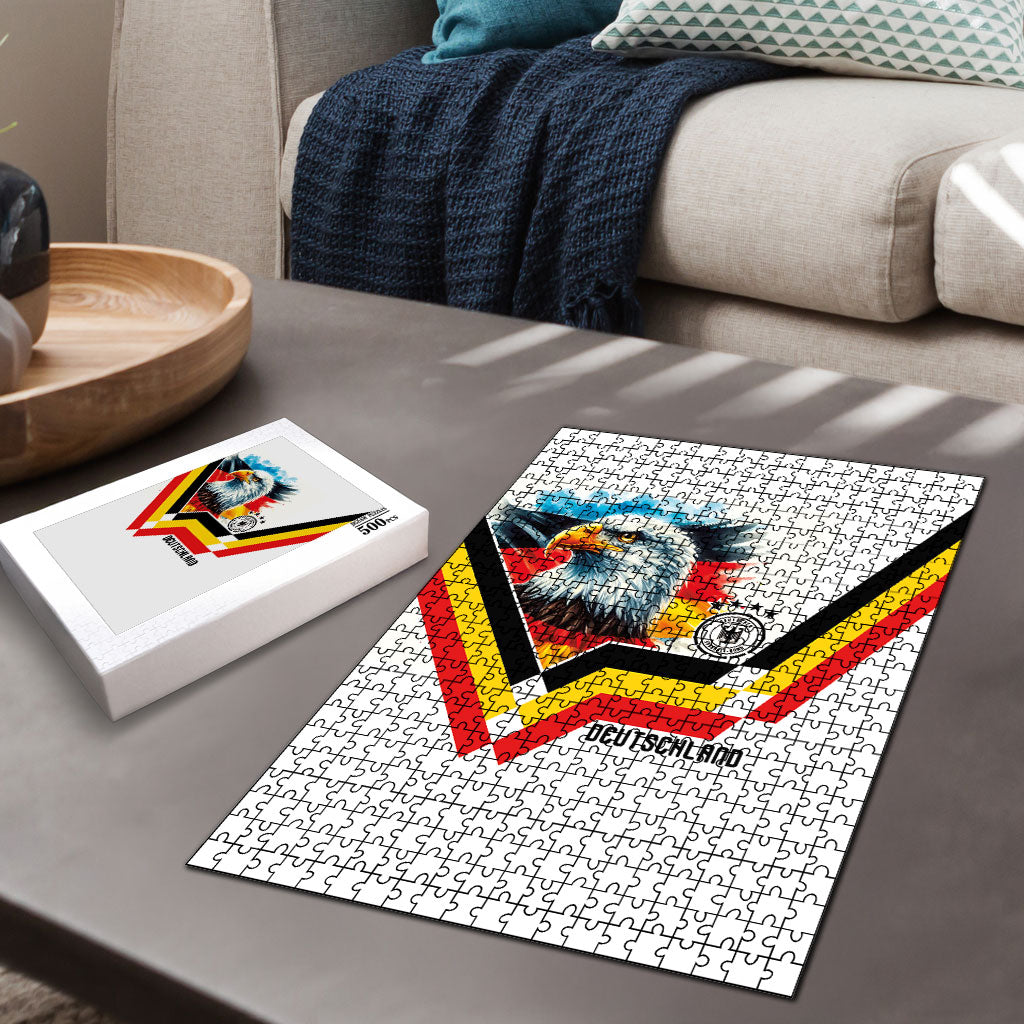Germany National Football Puzzle Deutschland Eagle Watercolor Splash Geometric Flag Stripe Pattern Art