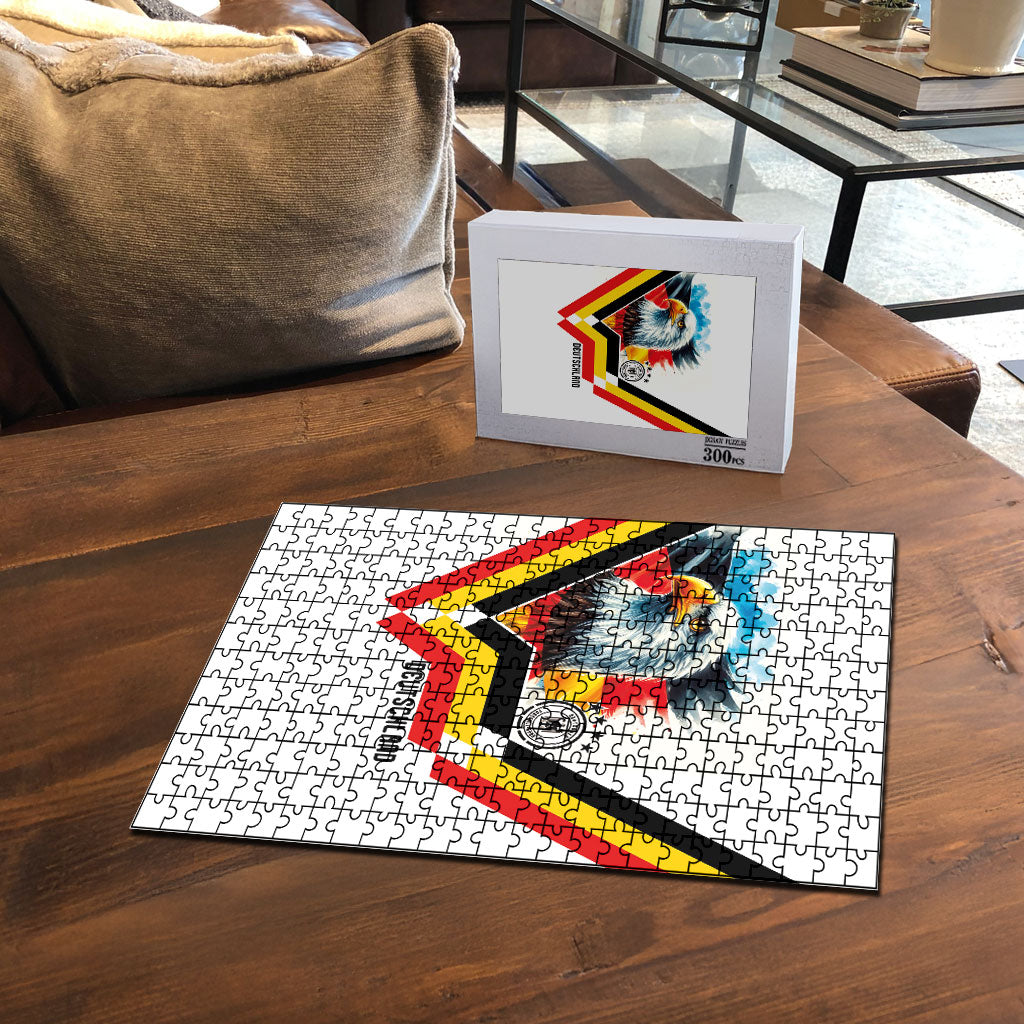 Germany National Football Puzzle Deutschland Eagle Watercolor Splash Geometric Flag Stripe Pattern Art