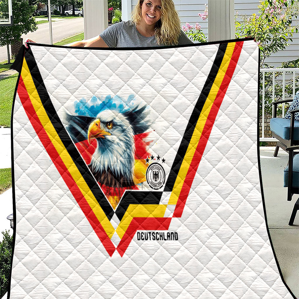 Germany National Football Quilt Deutschland Eagle Watercolor Splash Geometric Flag Stripe Pattern Art