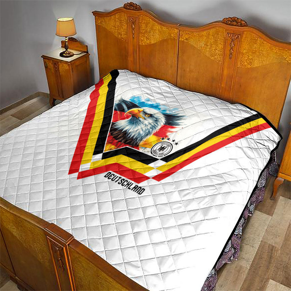 Germany National Football Quilt Deutschland Eagle Watercolor Splash Geometric Flag Stripe Pattern Art